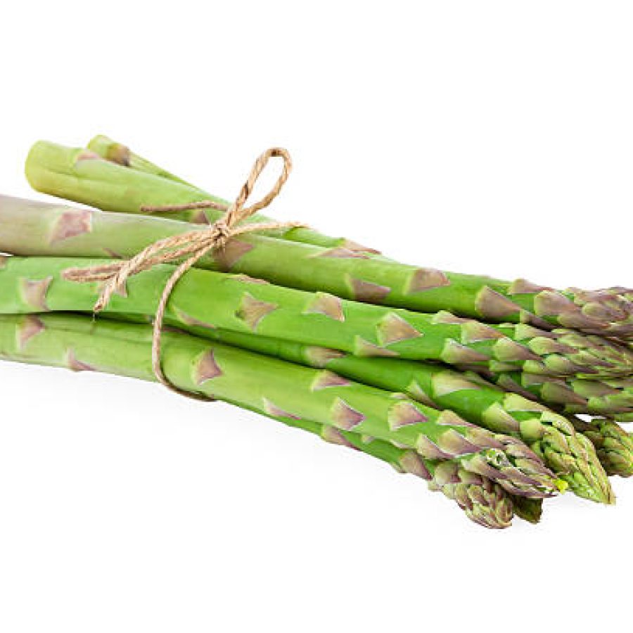Bundle of Green Asparagus isolated on white