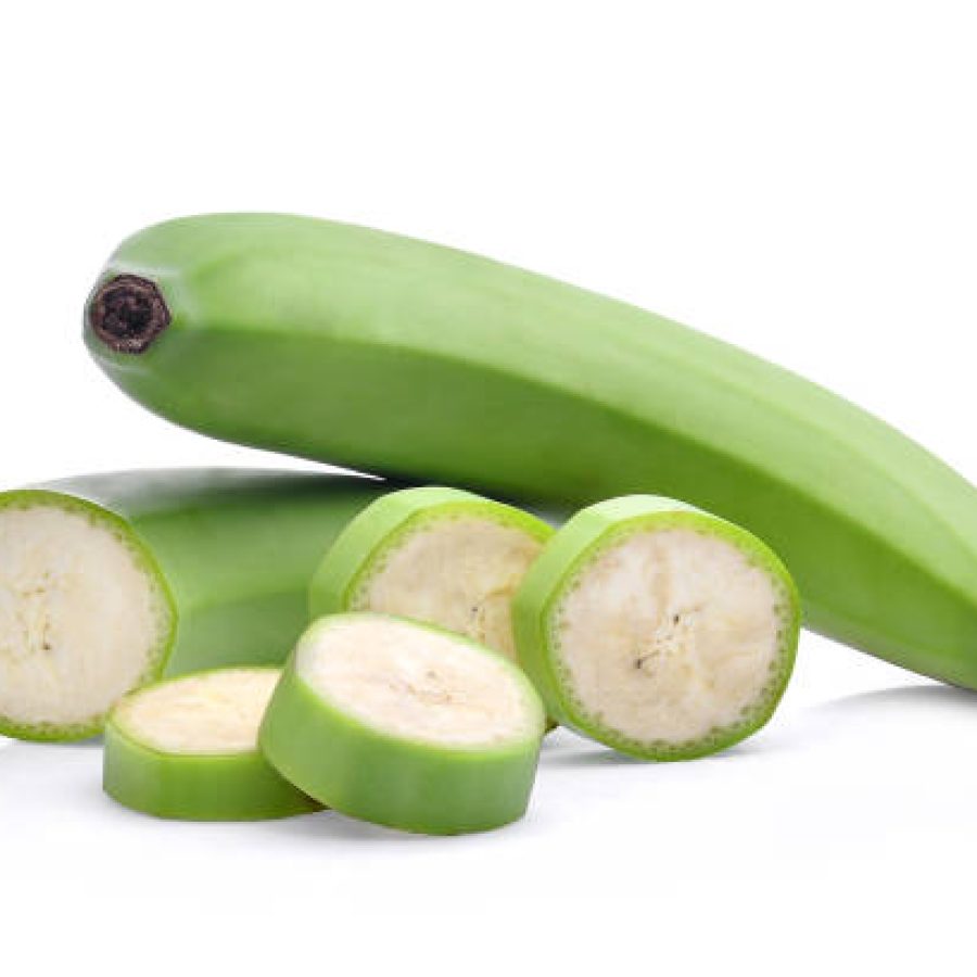 green banana isolated on white background