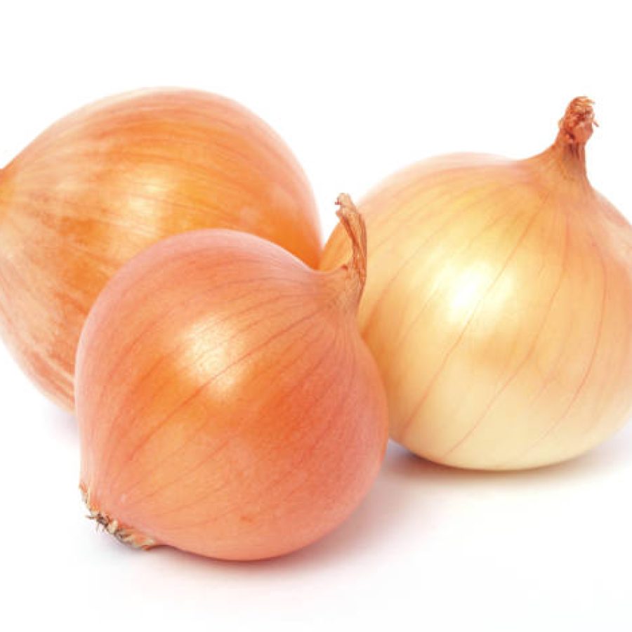 golden onions isolated on white background