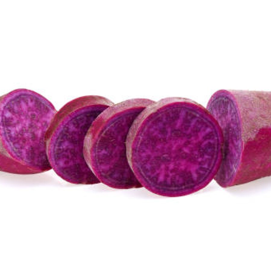 purple yams on isolated white background